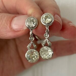 Vintage Art Deco Style Sterling Silver Screw Back Dangle Earrings